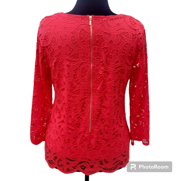 Nanette Lepore Red Lace Blouse NWT Retail $99- - Picture 3 of 7